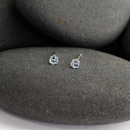 Tiny Blue Zircon Stud Earrings