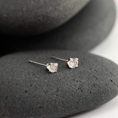 Tiny Rose Quartz Stud Earrings