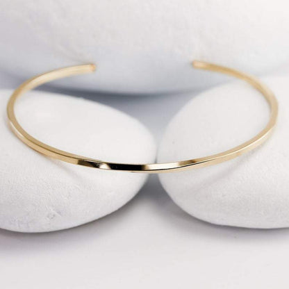 Thin 10K Gold Cuff Bracelet – Lotus Stone Design