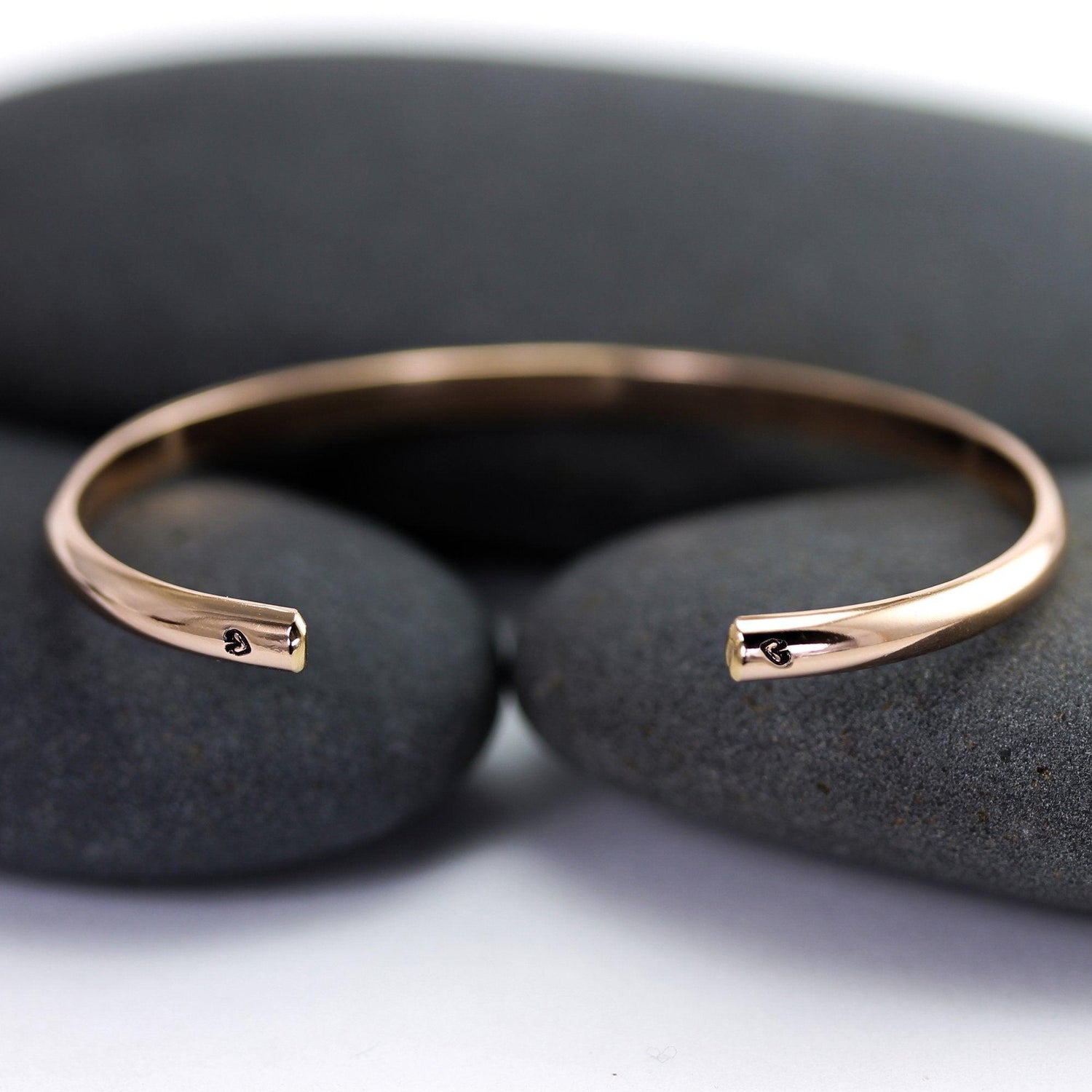 Wide Rose Gold Heart Cuff Bracelet